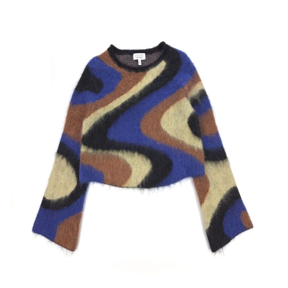 NEW & Other Stories Swirly Jacquard Mohair Wool Sweater 70s Boho Twee 90s Y2k